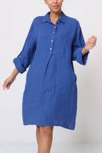 Short Dress Linen Jeans Blue One Size