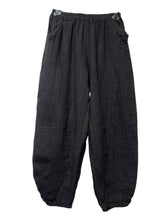 8048 LINEN TROUSERS WITH STRUCTURED PANELS: OLIVE
