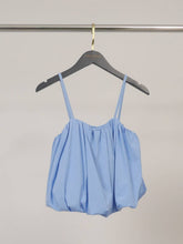 Cropped cotton-blend puff top with thin straps TDM58026: Marron