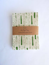 Asparagus Kitchen Towel, Handprinted Tea Towel