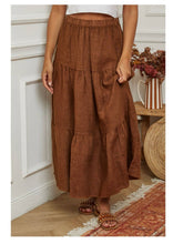 Linen Tier Skirt : Chocolate