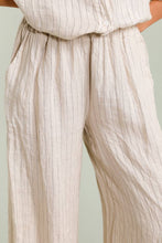 WIDE STRIPED PANTS : Beige / One size