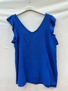 Cotton Gauze Flutter Sleeve Top One Size