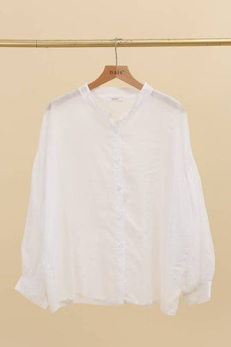 FLUID SHIRT WITH GATHERED SLEEVES IN RAYON AND SILK: White / One size