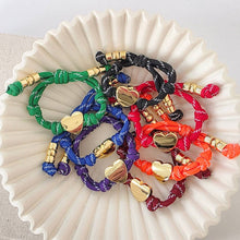 Knotty Cord Heart Bracelet - WATERPROOF: Orange