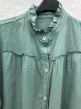 Cotton ruffled shirt @88270_ChVolantUni: Navy