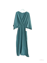 Empire cotton gauze double-breasted long dress #5142A: Khaki