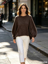 Oversized sweater with balloon sleeves REF. 52082: Light Taupe