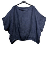 9558 Oversized linen tunic with elasticated hem: BEIGE
