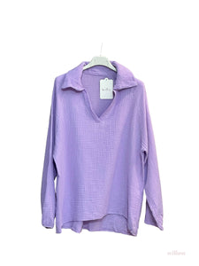 Cotton Gauze French collar blouse: Pink