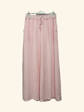 Wide 100% linen striped trousers Art 9925: Brown