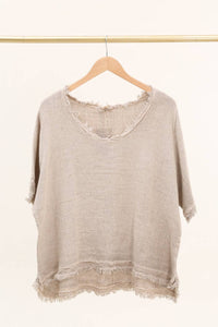 Fringe Blouse: Taupe