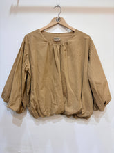 Women's cotton blouse round neck puff sleeves: Chocolat / TAILLE STANDARD (36-42 / S-XL)