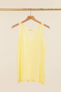 COTTON V-NECK TANK TOP: Beige / One size