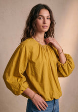 Women's cotton blouse round neck puff sleeves: Chocolat / TAILLE STANDARD (36-42 / S-XL)