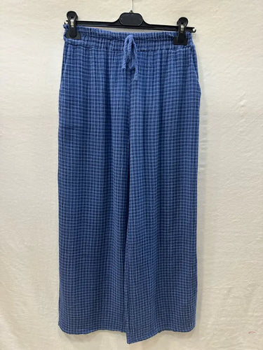 Gingham Cotton Gauze Pants: Jeans