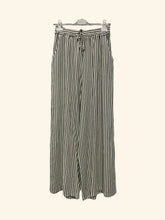 Wide 100% linen striped trousers Art 9925: Brown