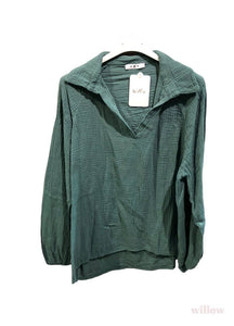 Cotton Gauze French collar blouse: Sky Blue