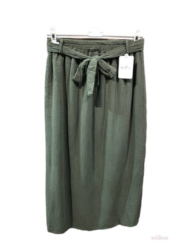 Cotton gauze skirt: Khaki