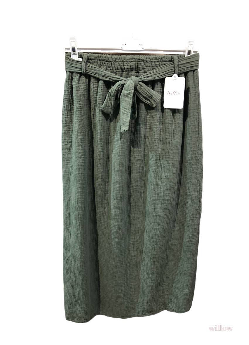Cotton gauze skirt: Khaki