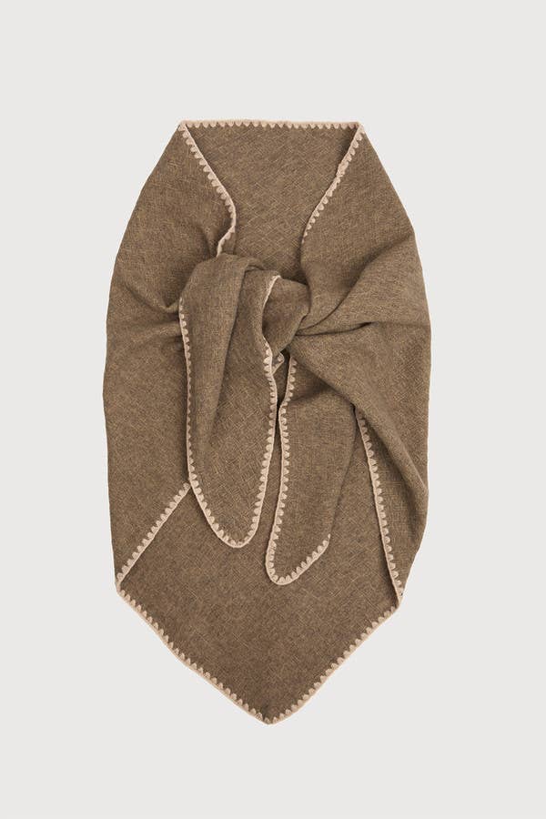 Knitted Triangle Shawl: Taupe