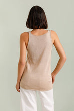 COTTON V-NECK TANK TOP: Dark beige / One size