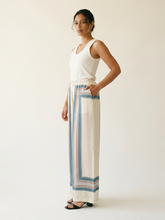 Printed satin wide-leg pants KD9099VS-7: Blue J