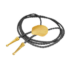 Gold Seashell Bolo Tie: White