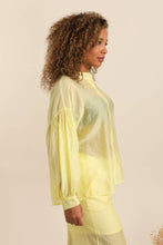 FLUID SHIRT WITH GATHERED SLEEVES IN RAYON AND SILK: Camel / One size
