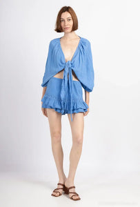 Cotton gauze tie bolero @18625_BoleroNoeud: Black