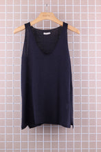 COTTON V-NECK TANK TOP: Dark beige / One size