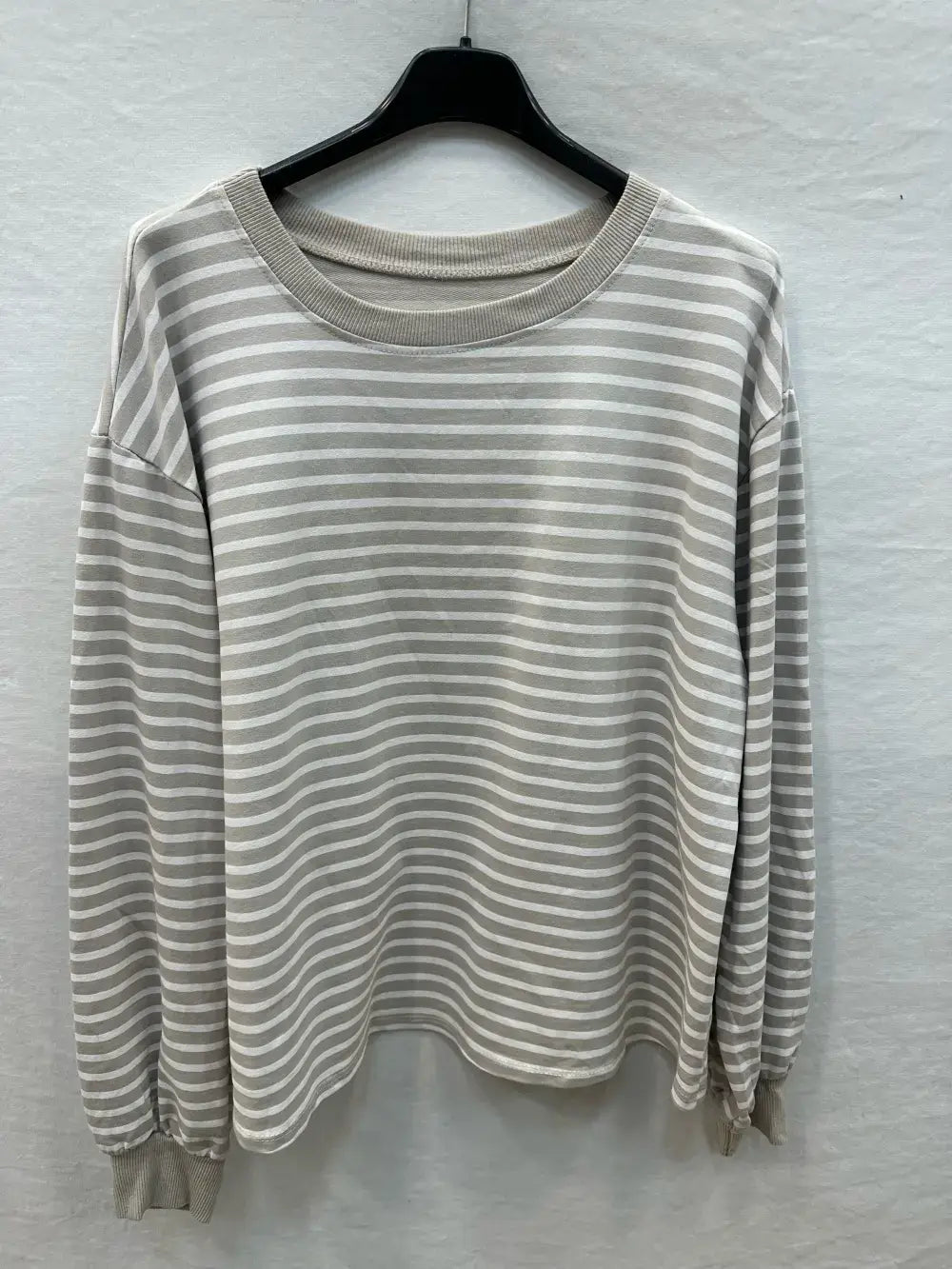 Stripe Sweatshirt:  Light beige