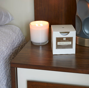 Fresh Linen 2 Wick Candle In White Glass 12oz. Ctn. 6