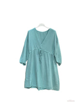 Belted cotton gauze short dress: Navy One Size