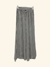 Wide 100% linen striped trousers Art 9925: Brown