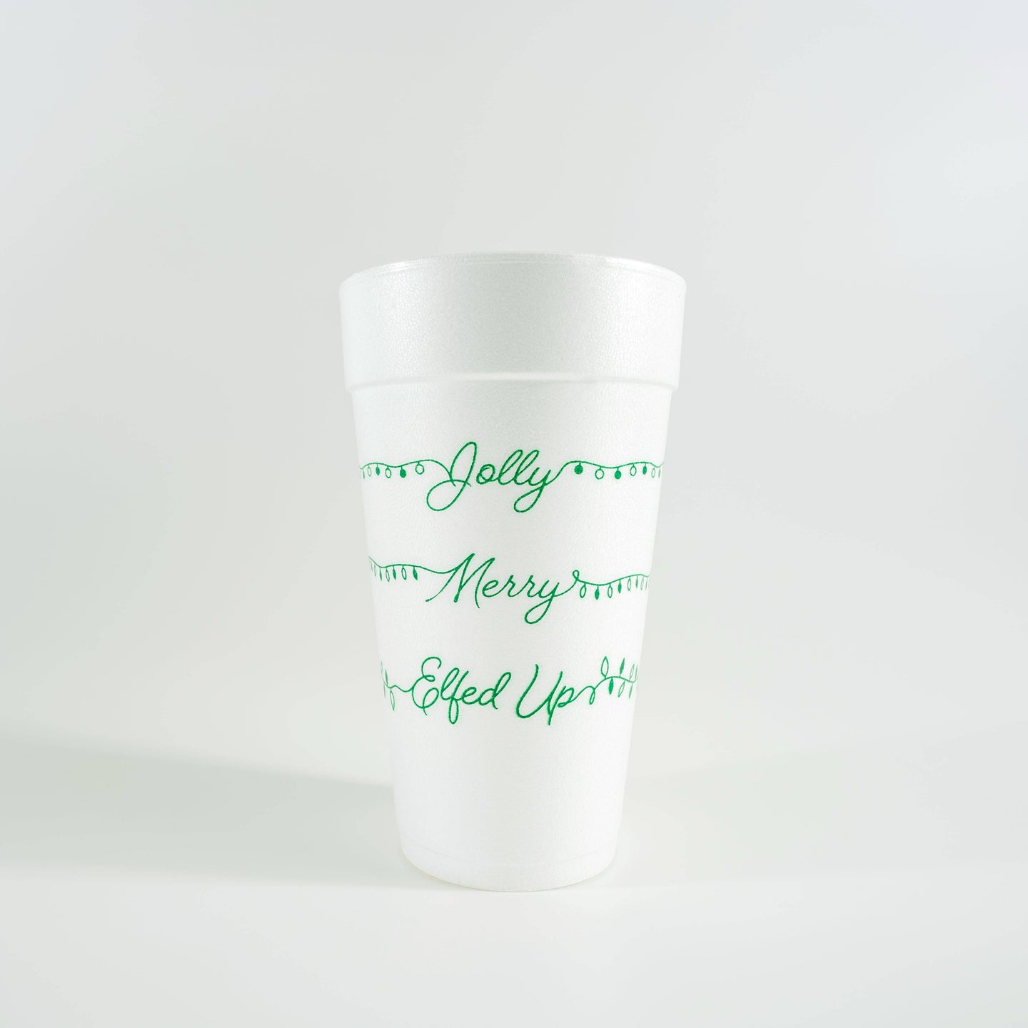Green Jolly, Merry, Elfed Up 20oz. Foam Cups | 10 pack
