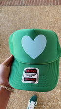 Happy Heart Trucker Hat: Cool blue + yellow