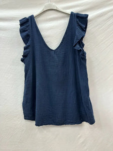 Cotton Gauze Flutter Sleeve Top One Size