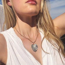 Monstera Mother of Pearl Necklace: 18 inch