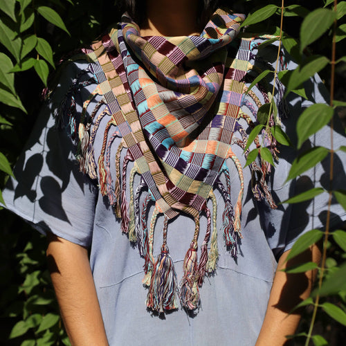 Hand Woven Scarf Cotton Textile - Multi