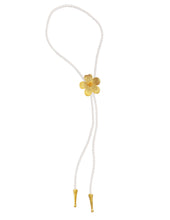 Gold Hibiscus Bolo Tie: White