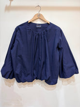 Women's cotton blouse round neck puff sleeves: Chocolat / TAILLE STANDARD (36-42 / S-XL)