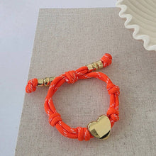 Knotty Cord Heart Bracelet - WATERPROOF: Orange