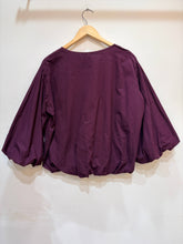 Women's cotton blouse round neck puff sleeves: Chocolat / TAILLE STANDARD (36-42 / S-XL)