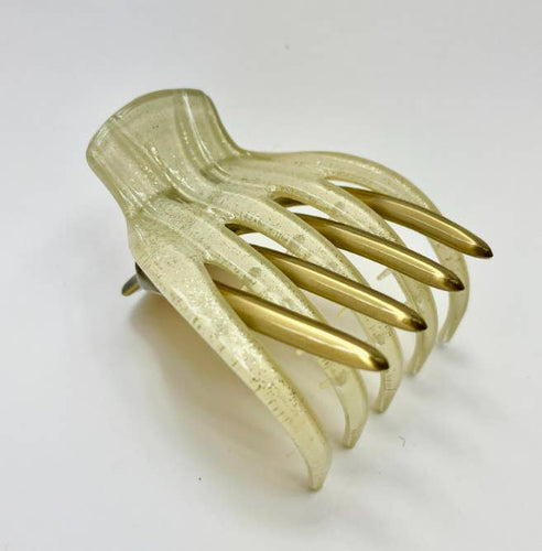 Large French Yoga Clips: Ivory Sparkle