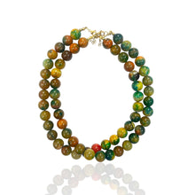 14mm Bead Necklace: Lapis hued  Agate