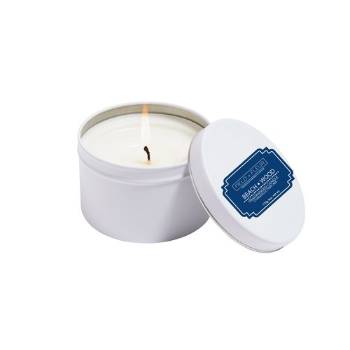 Hillhouse Beach Wood Candle In White Tin 6oz.