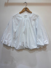 Women's cotton blouse round neck puff sleeves: Chocolat / TAILLE STANDARD (36-42 / S-XL)