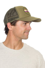 Electric Rainbow Trucker Hat in Olive: Olive