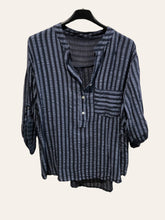 Oversized cotton shirt with striped print: Khaki